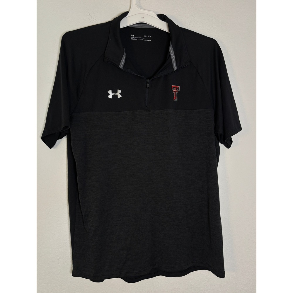 Under Armour Texas Tech Red Raiders 1/4 Zip Short Sleeve Shirt Mens Large Black